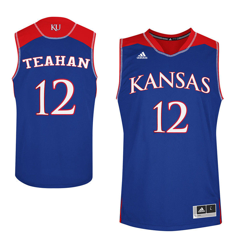 Men Kansas Jayhawks #12 Chris Teahan College Basketball Jerseys-Royals - Click Image to Close